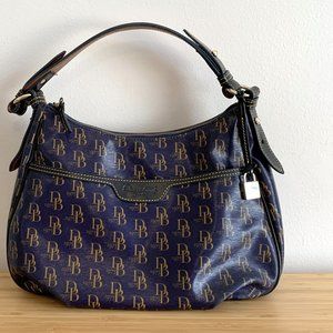 Vintage Blue Patent Leather Monogram Dooney and Bourke Shoulder Bag